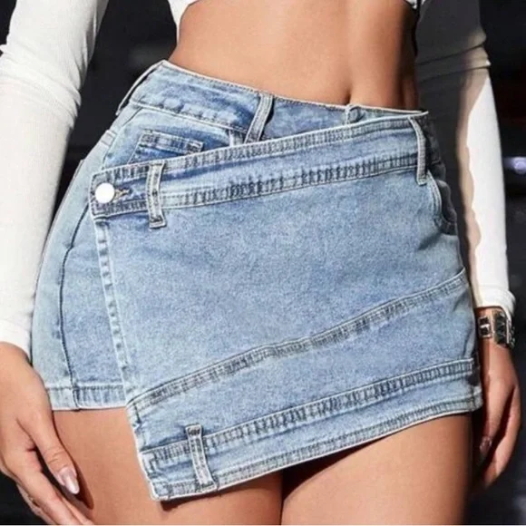 Y2K Denim Wrap Skort - Picture 3 of 6